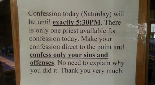 Confession-sign